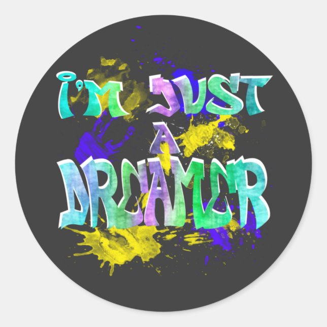 Adesivo Redondo Sou apenas um Grafite de citação inspirador e sonh (Frente)