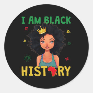 Adesivo Redondo Sou Black History Crianças Meninas História Negra