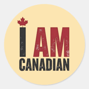 Adesivo Redondo Sou canadense - Declaração Patriótica e Folha de M