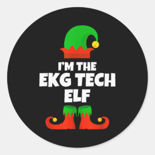 Adesivo Redondo Sou Ekg Tech Elf Família Pijama Natal Electroca