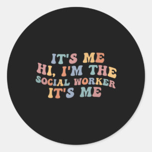 Adesivo Redondo Sou eu, sou o assistente social, professor retrô