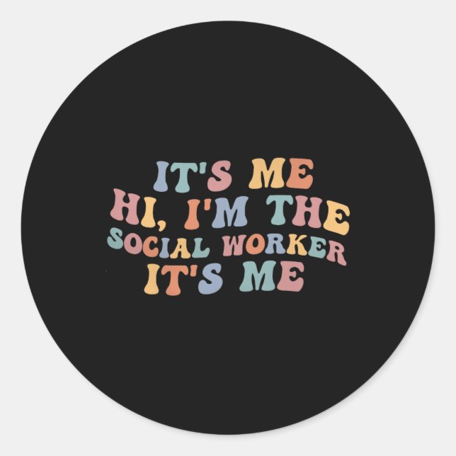 Adesivo Redondo Sou eu, sou o assistente social, professor retrô (Frente)