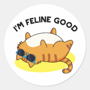 Adesivo Redondo Sou Feline, Gato Gordinho Felino.