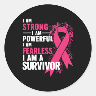 Adesivo Redondo Sou Forte E Poderoso Awarenes De Cancer Da Mama Se