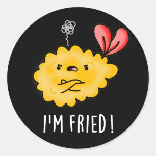 Adesivo Redondo Sou Fried Engraçado Tempura Sushi Pun Dark BG