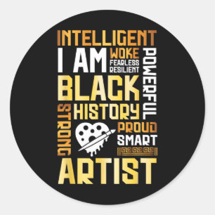 Adesivo Redondo Sou Inteligente História Negra Orgulhoso Artista F