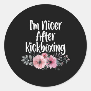 Adesivo Redondo Sou Mais Simpático Depois de Kickboxing Flores, Ga