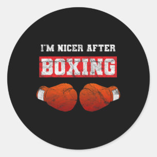 Adesivo Redondo Sou Mais Simpático Depois do Boxe Kickboxing Boxer