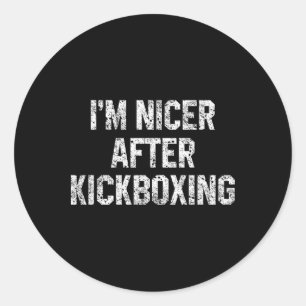 Adesivo Redondo Sou Mais Simpático Depois do Kickboxing Frase Dive