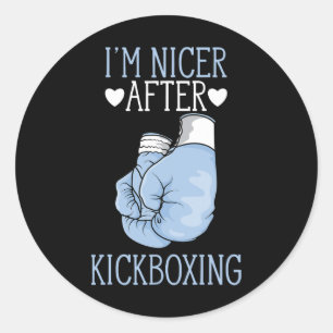 Adesivo Redondo Sou Mais Simpático Depois do Kickboxing Kickboxer
