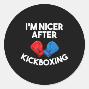 Adesivo Redondo Sou Mais Simpático Depois do Treino de Kickboxing 
