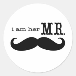 Adesivo Redondo Sou o seu "Mr Mustache Groom"