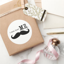 Adesivo Redondo Sou o seu "Mr Mustache Groom"