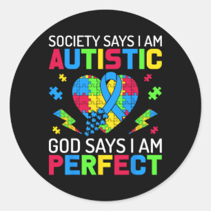 Adesivo Redondo Sou perfeito para a conscientização sobre o Autism