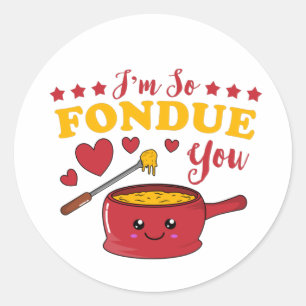 Adesivo Redondo Sou tão Fondue, você, Kawaii Fondue, Toca