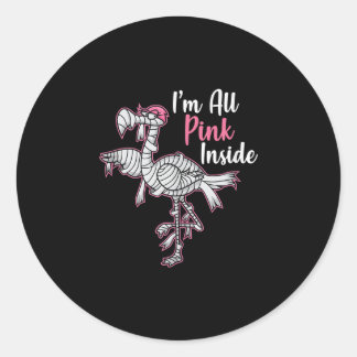 Adesivo Redondo Sou todo rosa Dia de as Bruxas engraçado Flamingo