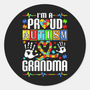 Adesivo Redondo Sou um Autista Autista que a vovó dá apoio a ativi