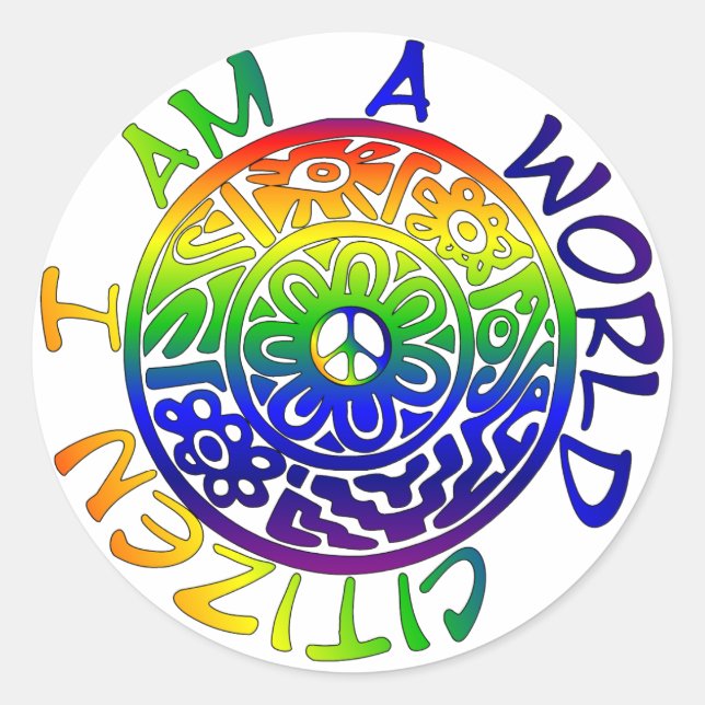 Adesivo Redondo Sou Um Cidadão Do Mundo (Frente)