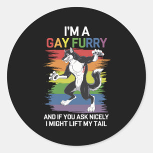 Adesivo Redondo Sou um Gay Fox Rainbow LGBTQ Pride