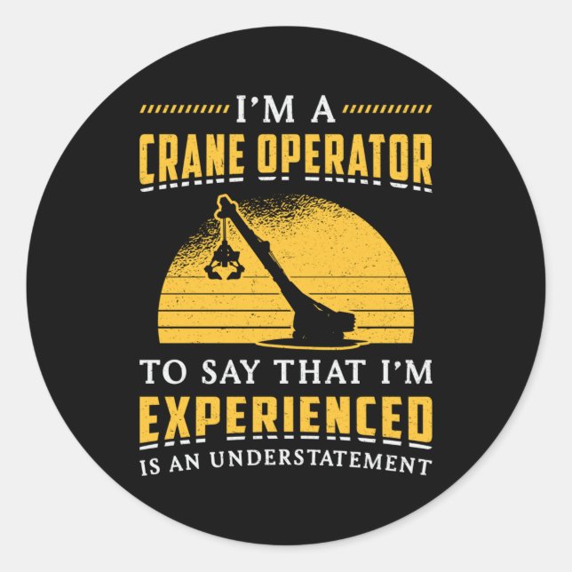 Adesivo Redondo Sou um local de construção de operários de guindas (Frente)