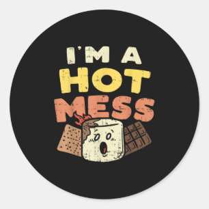 Adesivo Redondo Sou Um Marshmallow Desorganizado Smores Acampament