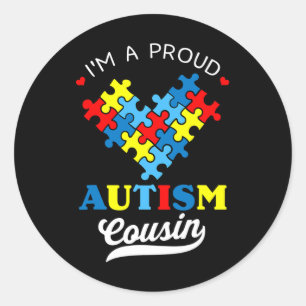 Adesivo Redondo Sou Um Primo Orgulhoso do Autismo Conscientização