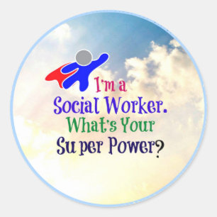 Adesivo Redondo Sou um Trabalhador Social. Qual é o seu super pod