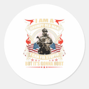 Adesivo Redondo Sou Um Velho Engraçado Que Consigo Consertar Estúp