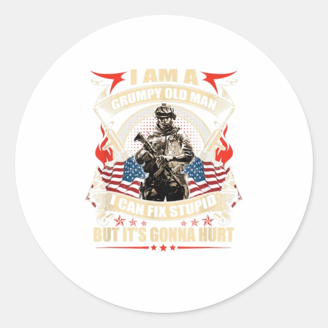 Adesivo Redondo Sou Um Velho Engraçado Que Consigo Consertar Estúp (Frente)