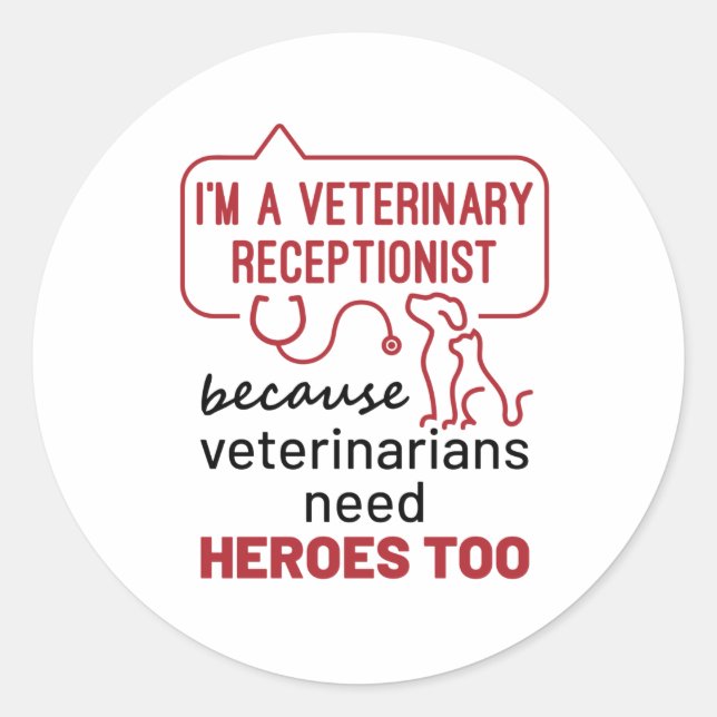 Adesivo Redondo Sou um Veterinário, porque Heroes cita (Frente)