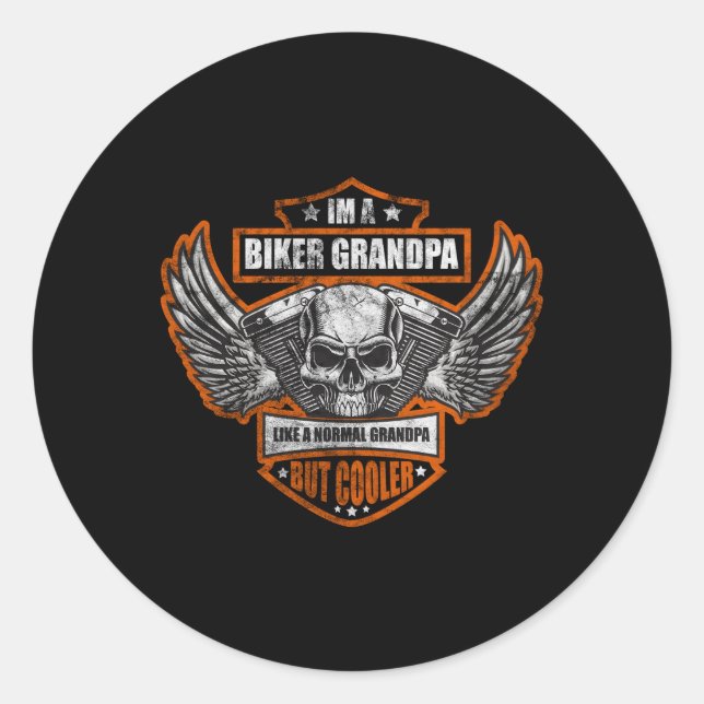 Adesivo Redondo Sou Um Vovô Biker Como Um Vovô Normal Mas (Frente)