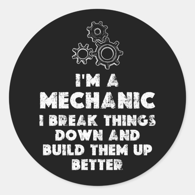 Adesivo Redondo Sou uma citação Engraçada Mecânica (Frente)