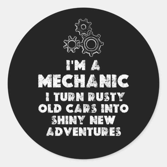 Adesivo Redondo Sou uma citação Engraçada Mecânica (Frente)