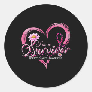 Adesivo Redondo Sou uma fita rosa de consciência sobre Cancer de s
