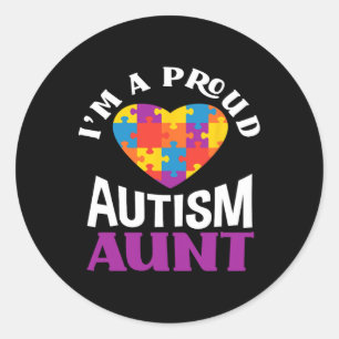 Adesivo Redondo Sou uma tia orgulhosa do autismo quebra-cabeça cor