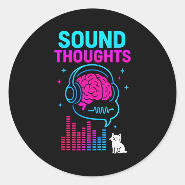 Adesivo Redondo Sound Thoughts Stoic Philosophy Minimalist Slogan  (Frente)