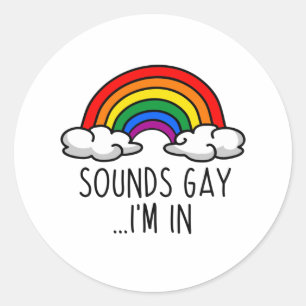 Adesivo Redondo SOUNDS GAY I IN - Cute Rainbow