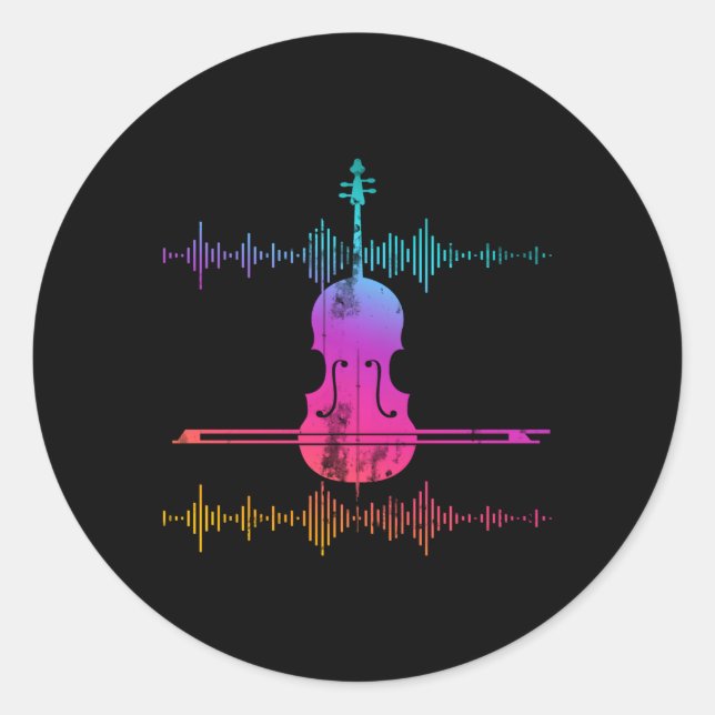 Adesivo Redondo Soundwaves Cello (Frente)