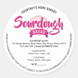 Adesivo Redondo Sourdough Bread Trendy Pink Cottage Law Label