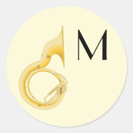 Adesivo Redondo Sousaphone Marching Banda Música Professora Músico