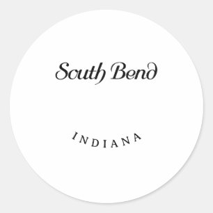 Adesivo Redondo South Bend Indiana Black Font