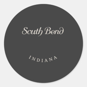 Adesivo Redondo South Bend Indiana White Font