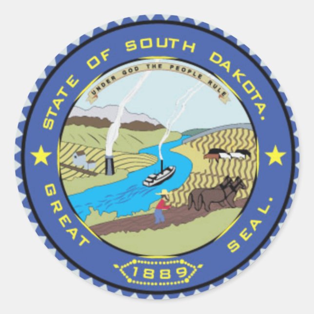 Adesivo Redondo South Dakota State Seal (Frente)