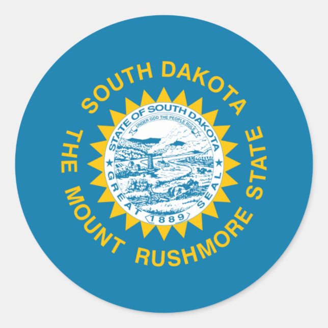 Adesivo Redondo South Dakotan Flag, Flag of South Dakota (Frente)