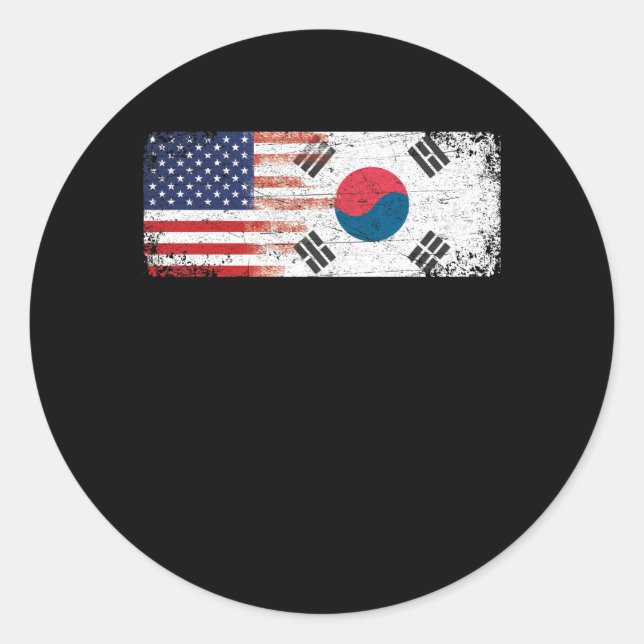 Adesivo Redondo South Korean American Flag (Frente)