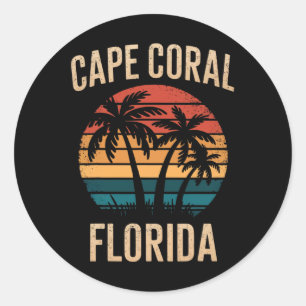 Adesivo Redondo Souvenirs De Férias Cape Coral Florida Para A Famí
