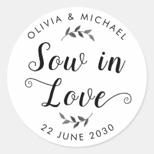 Adesivo Redondo Sow in Love Wedding Seed Packet Simple