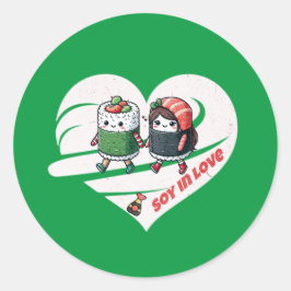 Adesivo Redondo Soy apaixonado por Kawaii Sushi