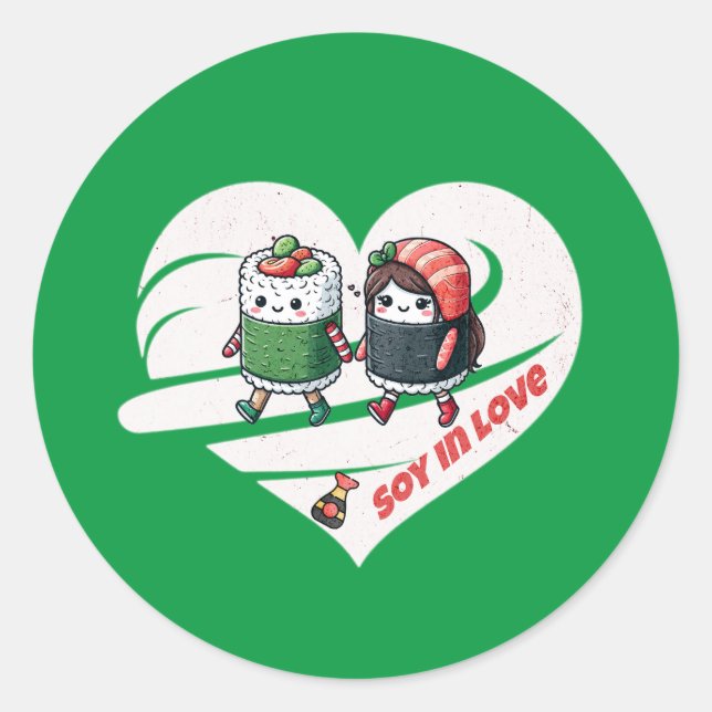 Adesivo Redondo Soy apaixonado por Kawaii Sushi (Frente)