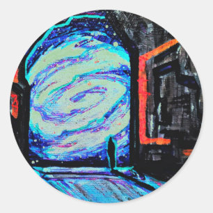 Adesivo Redondo Sozinho com o Abismo Brilhante